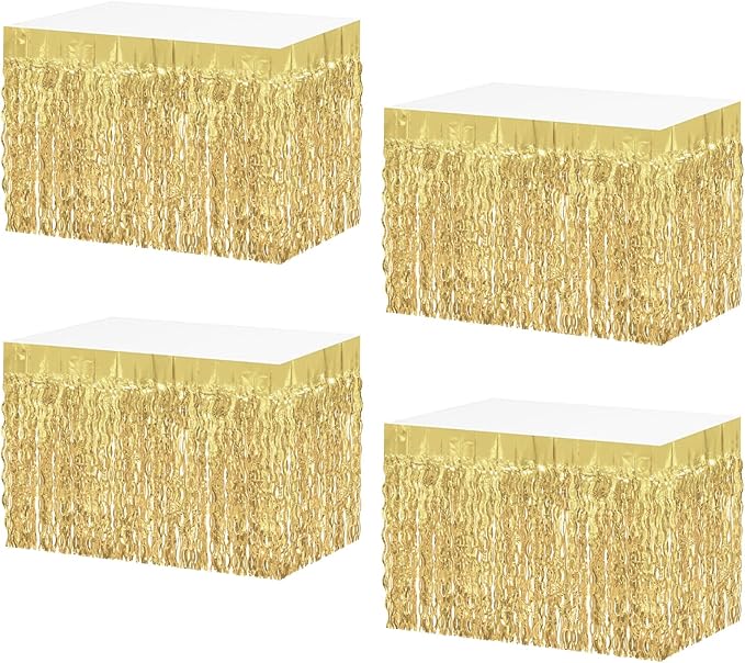 4P Wavy Metallic Tinsel Foil Fringe Table Skirts by Unknown