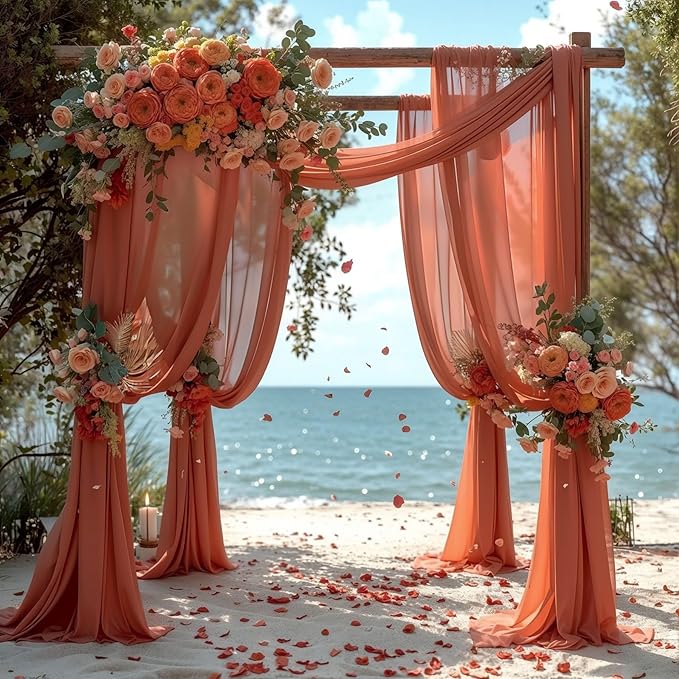 Wedding Arch Draping Fabric, 1 Panel 28" x 19Ft Terracotta Wedding Arch Drapes - Image 4