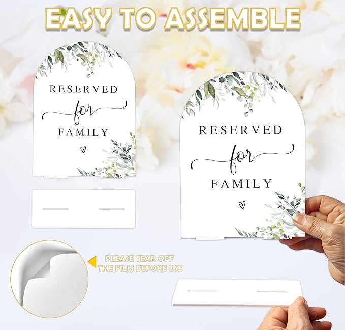 Greenery Reserved for Family Sign, 6 x 8 Inch White Arch Acrylic Wedding Sign - Image 3