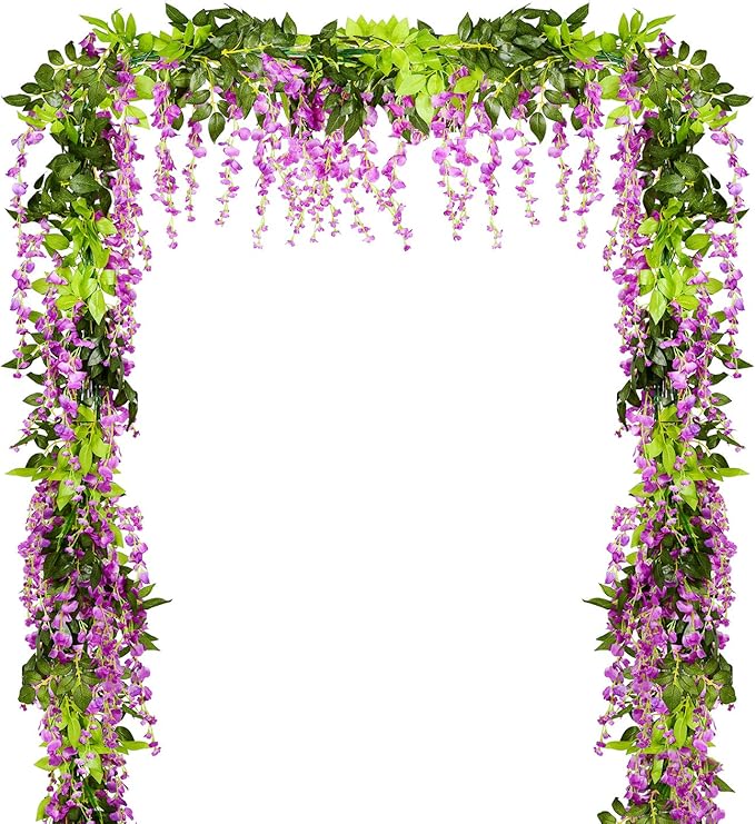 DearHouse 4Pcs 6.6Ft/Piece Artificial Flowers Silk Wisteria Garland Artificial by DearHouse
