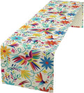 Mexican Table Runner, Boho Colorful Nature Inspired Flowers and Birds Table by Unknown