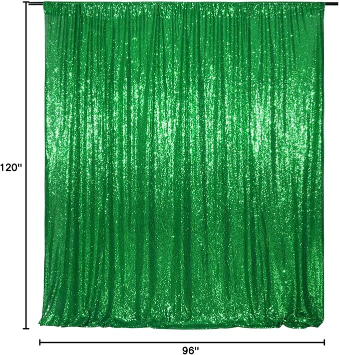 Poise3EHome 8FT x 10FT Green Sequin Photography Backdrop Curtain - Image 8