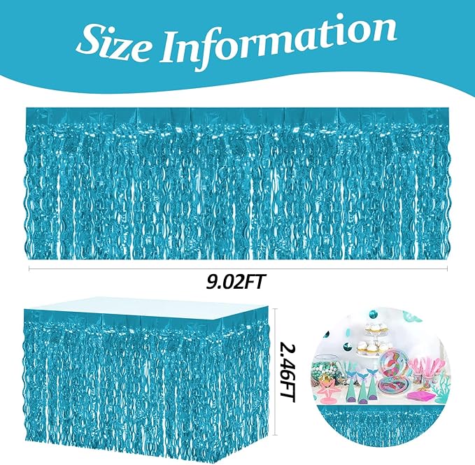 4P Wavy Metallic Tinsel Foil Fringe Table Skirts - Image 2