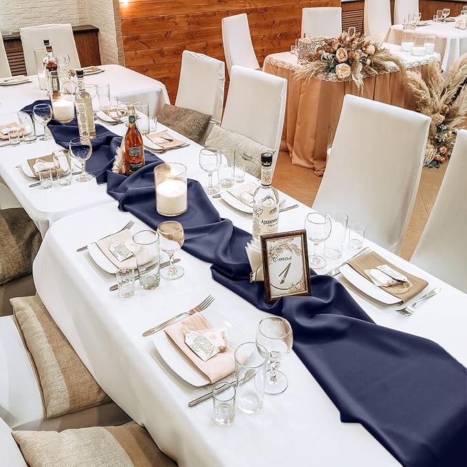 10 Pack 10ft Navy Blue Chiffon Table Runners Wedding Table Runner Sheer - Image 7