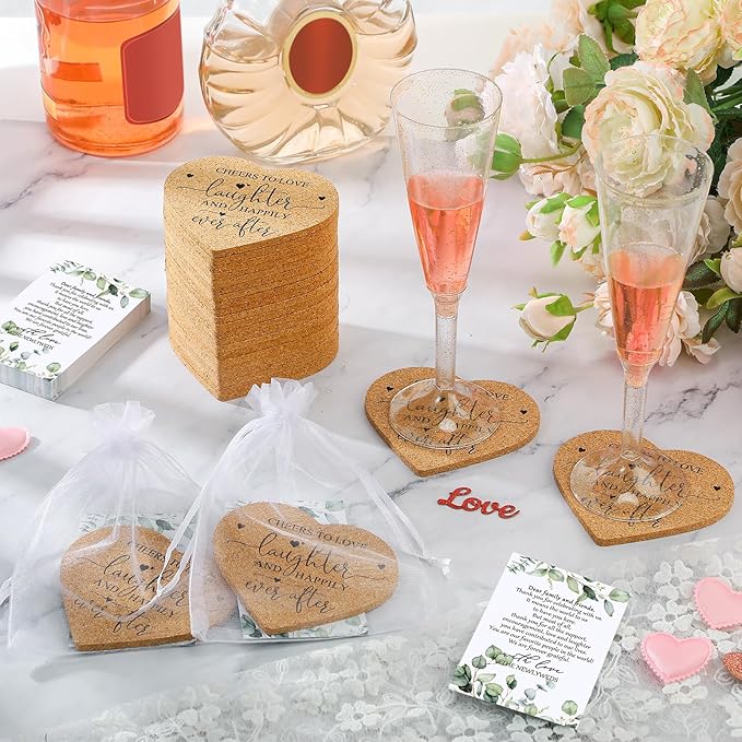 Uiifan 80 Set Wedding Favors for Guest Coaster Gifts Bulk Heart Shaped Coasters - Image 4