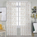 Sheer Curtains White-Beige 95 Inch Length, Boho Farmhouse Curtains by MYSTIC-HOME