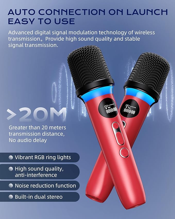 Karaoke Machine for Adults and Kids, Portable Bluetooth 2 Wireless Karaoke - Image 4