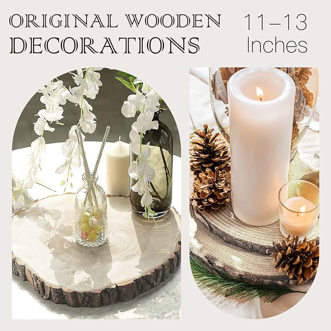 ZOCONE 4 Pcs Large Wood Slices 11-13 Inches Unfinished Rounds, Natural - Image 5