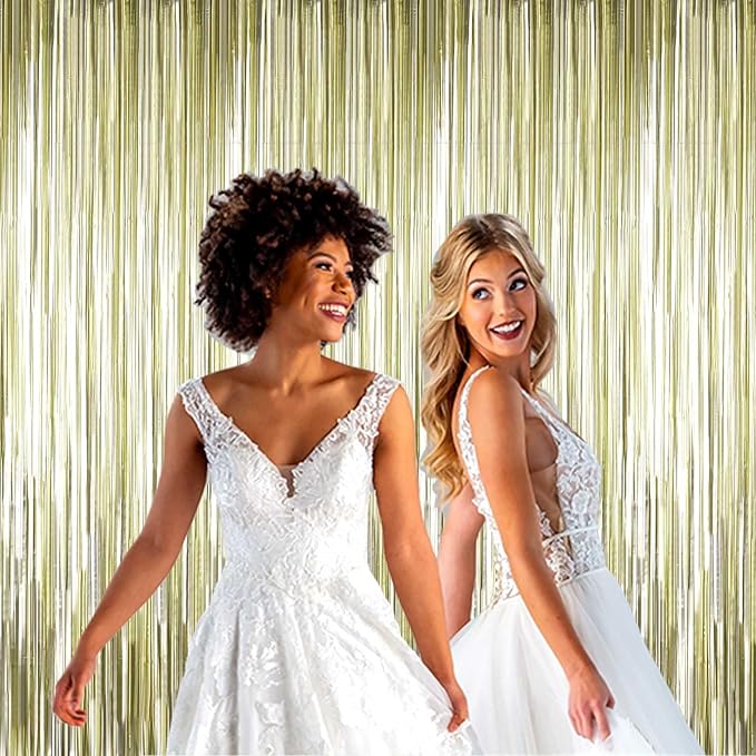 4 Pack Light Gold Foil Fringe Curtain Backdrop, 3.28Ft x 8.2Ft Metallic Tinsel - Image 5