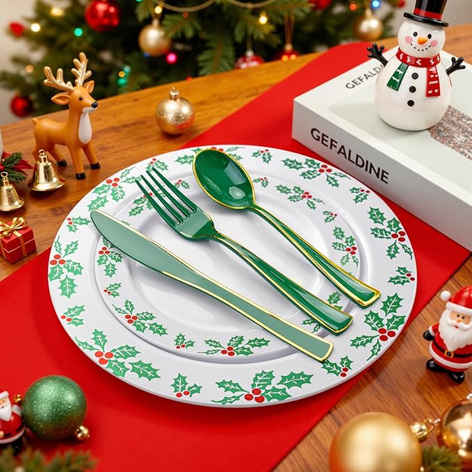 WDF 180PCS Green Plastic Silverware - Image 3