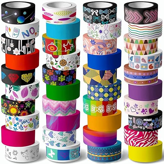 40 Rolls Washi Tape Set - 15 mm Wide Colored Masking Tape by Coolcolorscoollife