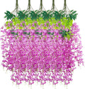 24 Pack Purple Red Wisteria Hanging Flowers Garland, 3.77 Feet Artificial by Luerbi
