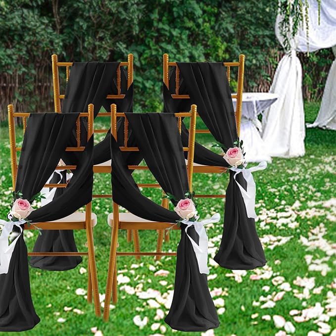 SiinvdaBZX 2 Panels Wedding Arch Draping Fabric 30" x 240" Black Polyester - Image 7