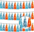 3P Lake Blue Light Blue-Orange Metallic Fringe Tassel Banner Garland Foil by Xuuf