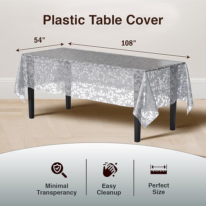 Exquisite Lace Table Cloth Rectangle Table Plastic 12-Pack Lace Tablecloth - Image 2