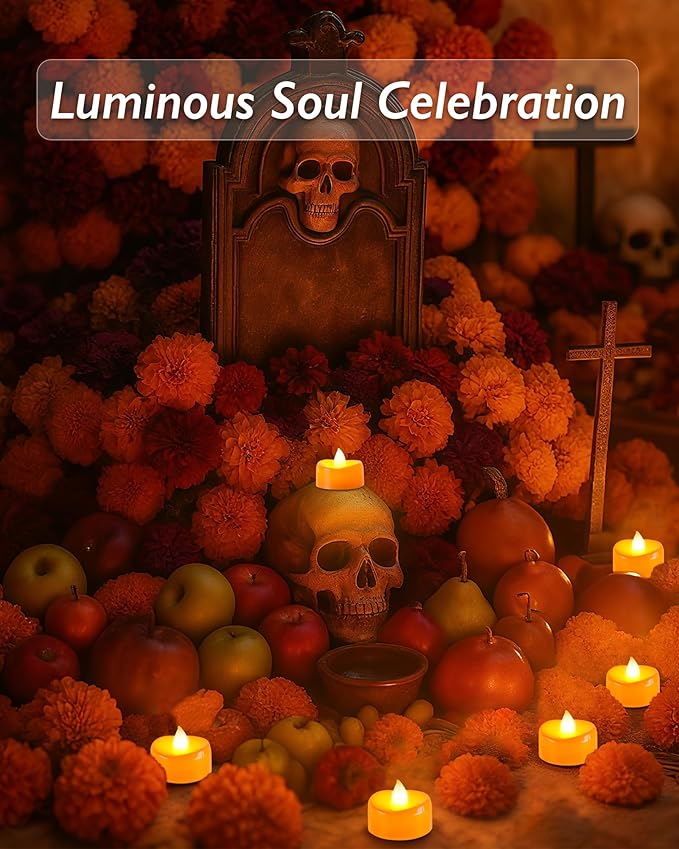 Raycare Orange LED Tea Lights Battery Operated, 200+Hour Flickering Votive - Image 5