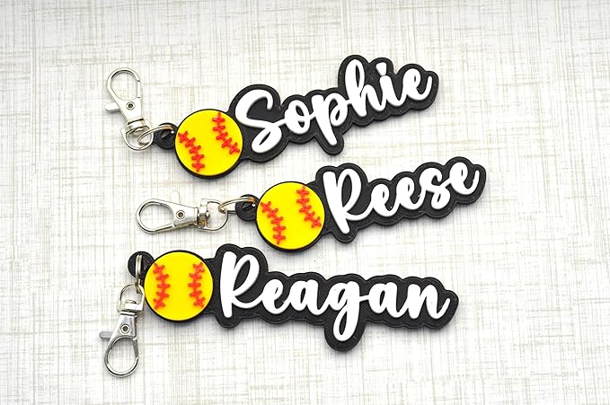 Personalized Softball bag tag for water bottles, and softball bags. Custom - Image 2