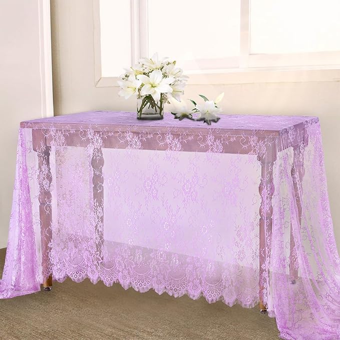 Lace Tablecloth Chic Table Fabric 60x120 Inch by LuoluoHouse