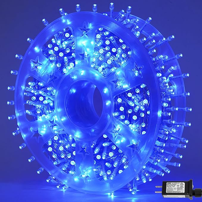 YEGUO 165ft 500 LED Blue Christmas Lights Outdoor Waterproof, 8 Modes Twinkle by YEGUO