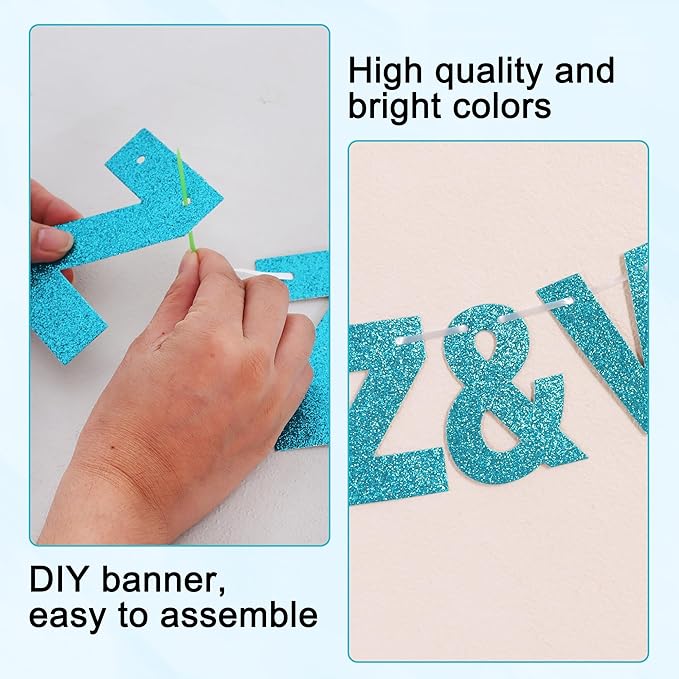 BEISHIDA 116 PCS A-Z Glitter Lake Blue DIY Letter Banner Kit Make Your Own - Image 2