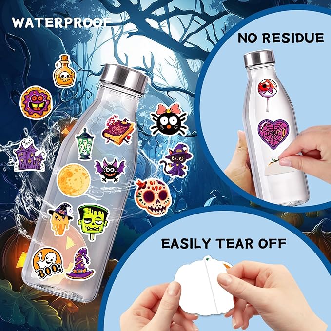XZENTIRA, Halloween Cartoon Pumpkin Themed Stickers, Vinyl Waterproof Holiday - Image 6