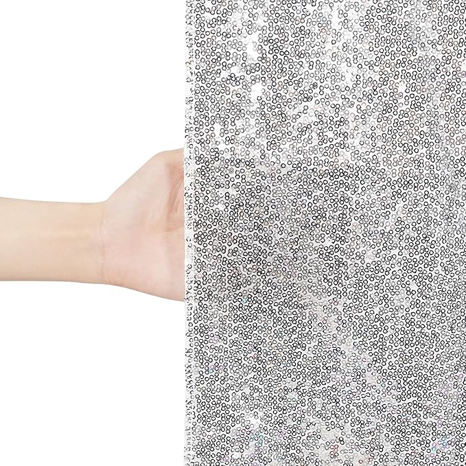 Eternal Beauty Silver Thick Sequin Backdrop, 10x10 Ft Glitter Background - Image 7