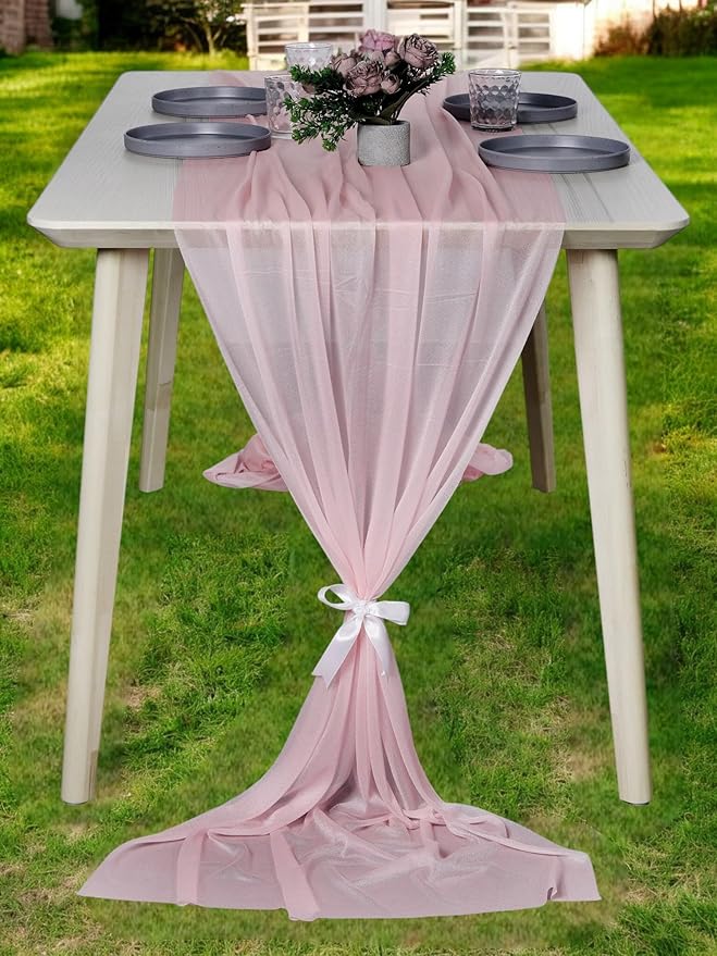 MDS 5 Pack 10ft Chiffon Table Runner 29 x 120 Inches Sheer Wedding Runner by MDS