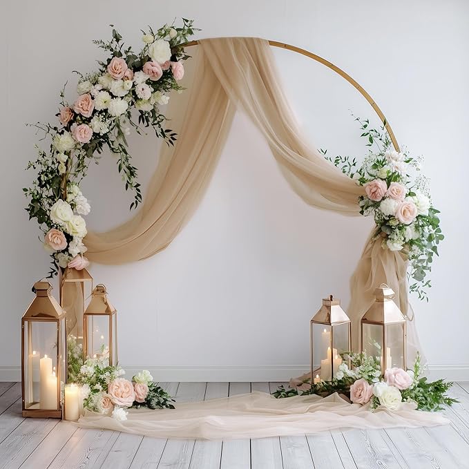 Wedding Arch Draping Fabric 3 Panels 28.7" x 20FT Nude Sheer Chiffon Backdrop - Image 5