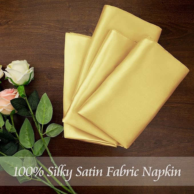 Manyshofu 60 Pieces Yellow Gold Satin Napkins - Image 3