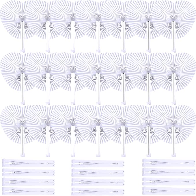 Unittype 150 Packs Wedding Paper Fans Heart Shaped Folding Handheld Fans by Unittype