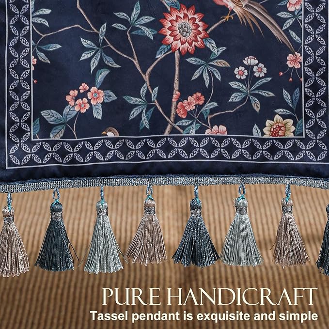 patdrea Vintage Chinoiserie Floral Table Runner Farmhouse - Image 4