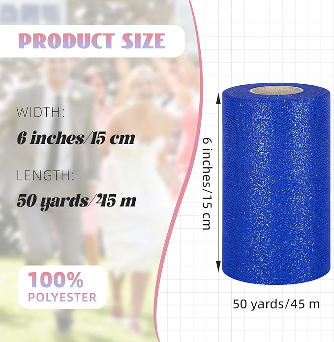 Glitter Tulle Rolls 6” by 50 Yards Sparkle Tulles Fabric Ribbon Sequin Tulle - Image 4