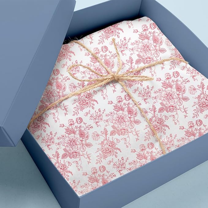 JarThenaAMCS 100 Sheets Floral Tissue Paper Rose Gold Flower Gift Wrapping - Image 5