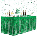 2 Pack Green Table Skirts, 29x108" Metallic Foil Tinsel Fringe Table Skirts by Unknown