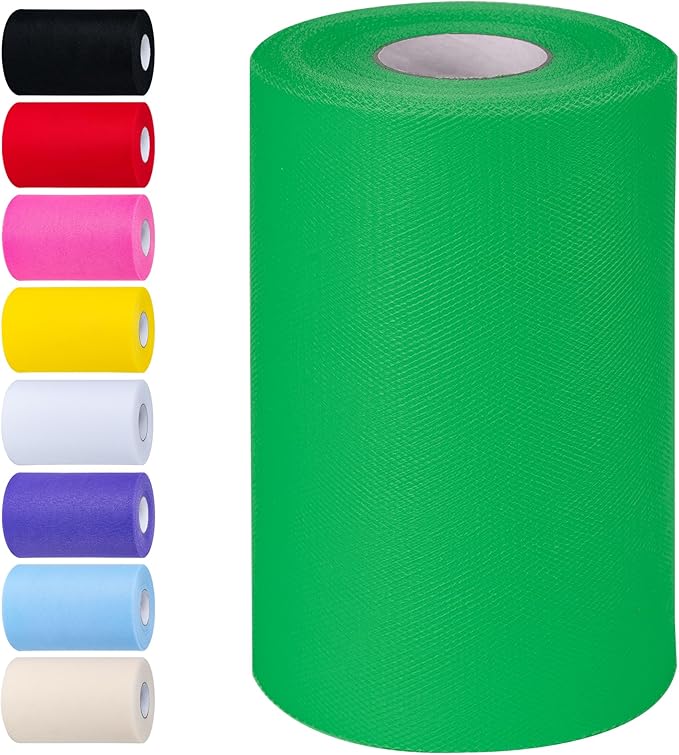 Green Tulle Fabric Rolls 6 Inch by 100 Yards Tulle Roll Spool Fabric by Unknown