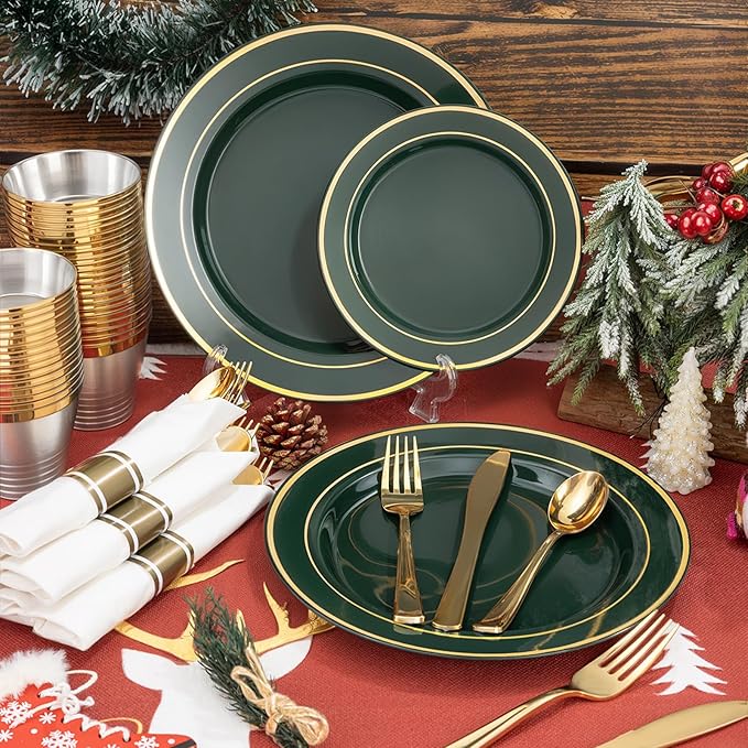 175PCS Green Plastic Plates - Image 4