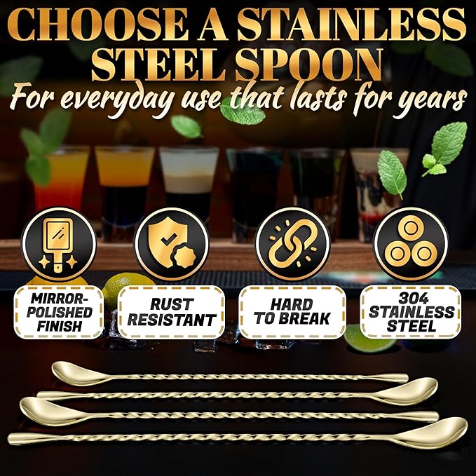 Bar Spoon Set of 4 – Gold Coffee Spoons - Image 3