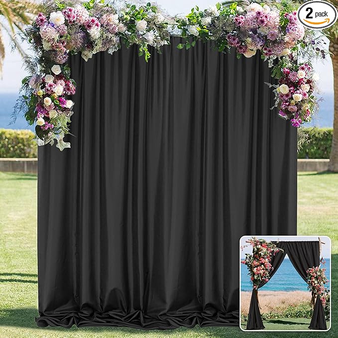 Black Backdrop Curtain for Party, Background Drapes Panels by MYSKYHOME