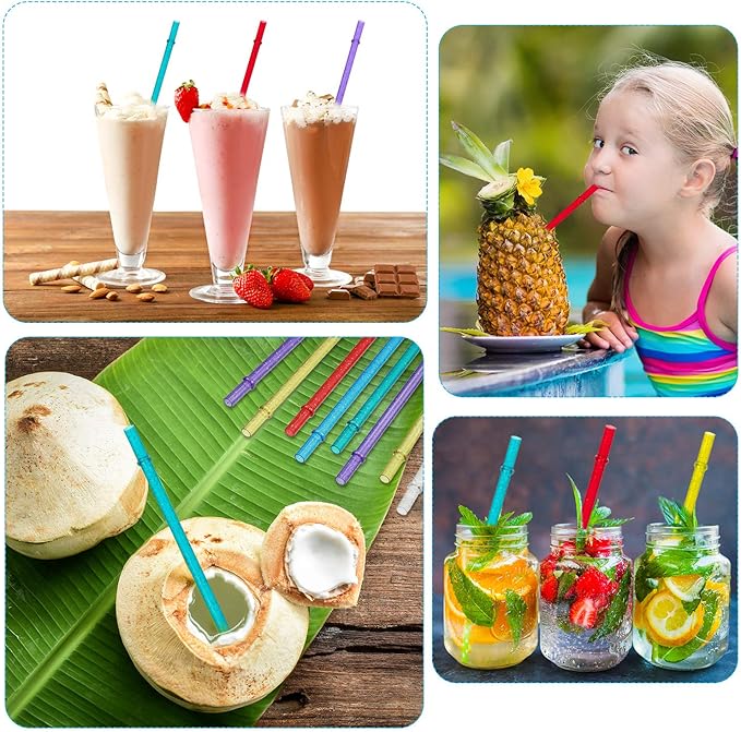 48 Pcs Plastic Straws with Team Bride Flags Reusable Glitter Drinking Straw - Image 4