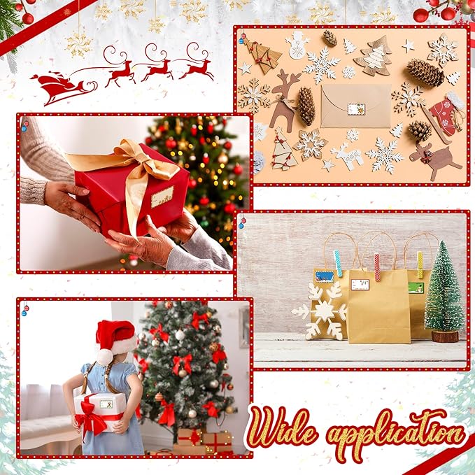 Zonon 720 Pieces Self Adhesive Christmas Gift Tag Xmas Kraft Name Tags Natural - Image 6