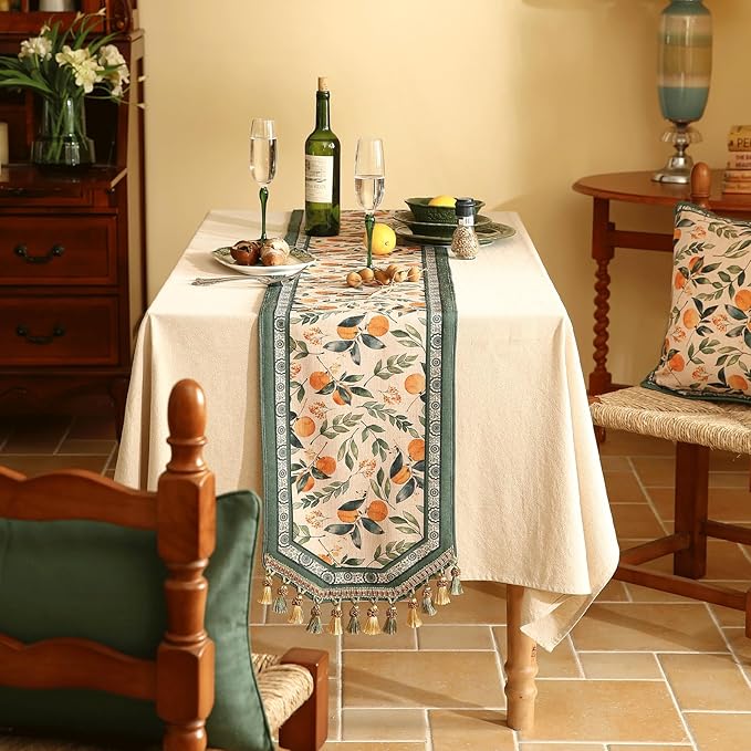 patdrea Designer Vintage Fresh Farmhouse Extra Long Linen Table Runner 118 Inch - Image 8