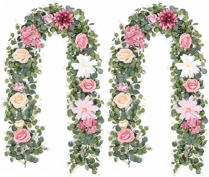 Waipfaru 2Pcs Artificial Flower Garland Decorations, 12.14Ft Eucalyptus by Waipfaru
