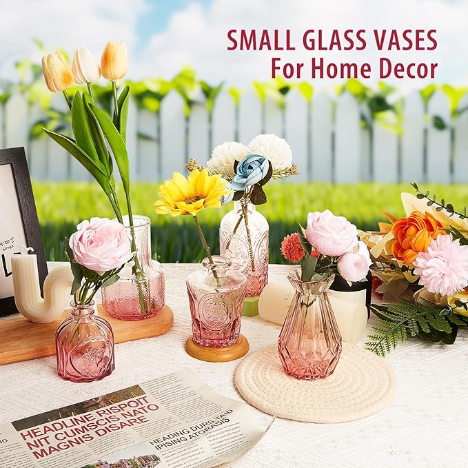 Glass Bud Vase Set of 12, Small Flower Vases in Bulk, Wedding Decoration - Image 5