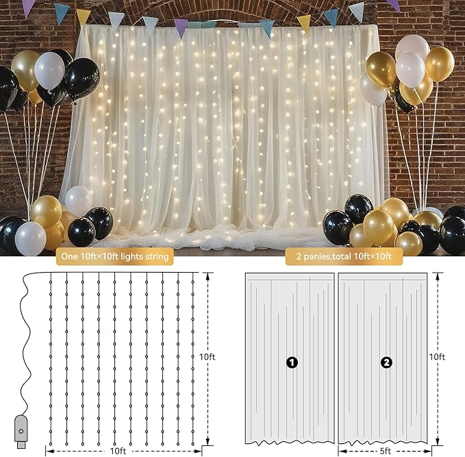 Ledido 10×8ft Tulle Backdrop Curtains - Image 3