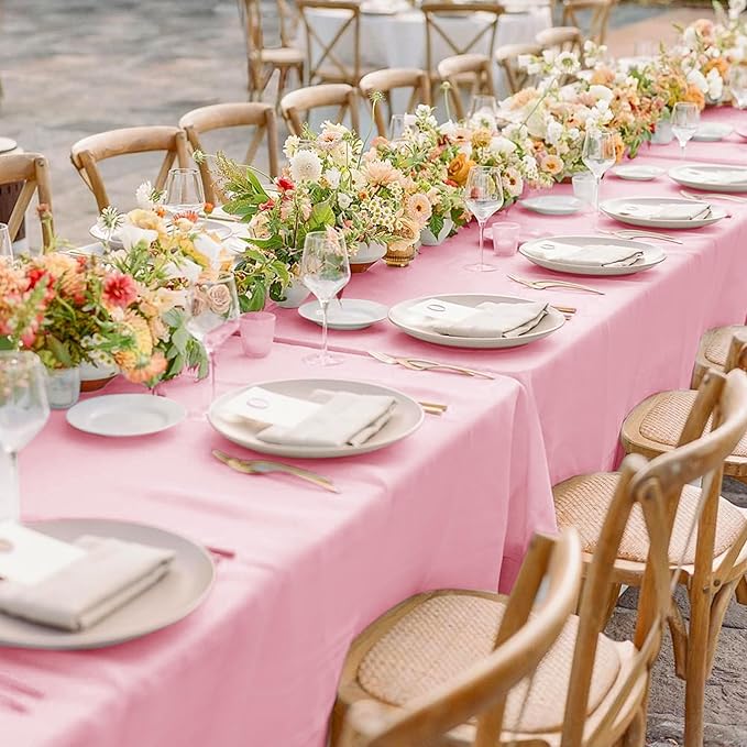 sancua 6 Pack Pink Tablecloth 60 x 102 Inch, Rectangle Table Cloth - Image 3