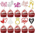 30 PCS He Asked She Said Yes Cupcake Toppers Glitter Engagement Cupcake Toppers by ZHUOWEISM
