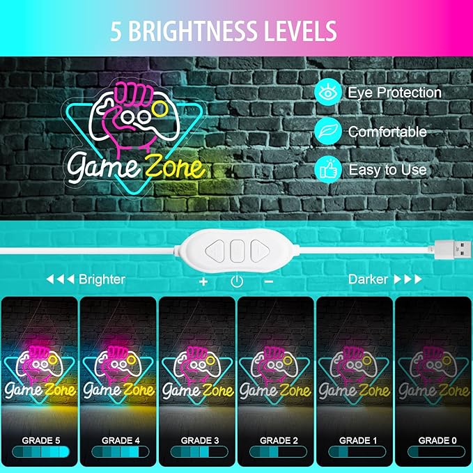 Game Zone Neon Sign Dimmable Gamer Neon Signs Gaming Led Signs - Image 3
