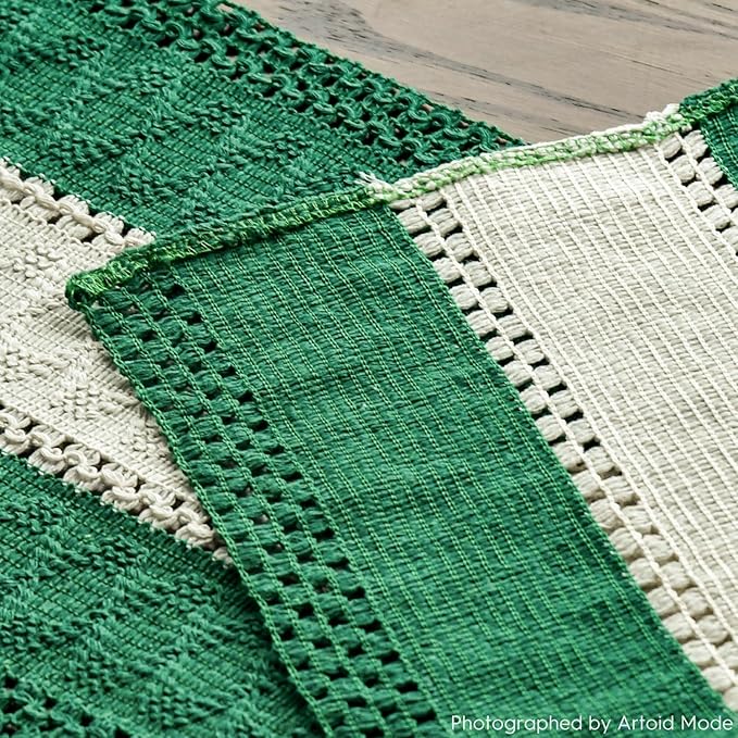 Artoid Mode Dark Green Farmhouse Rustic Table Runner, Seasonal Hollow Kitchen - Image 5