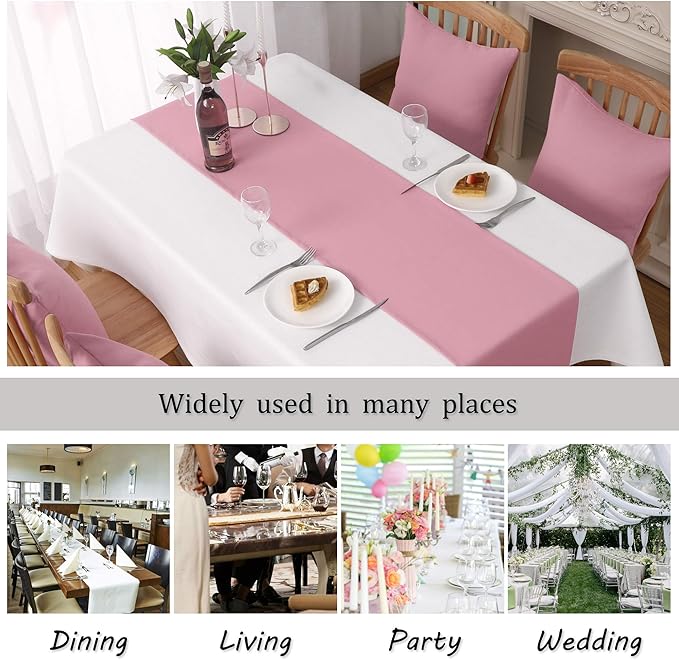 DUALIFE Baby Pink Table Runner 14x72 Inches, Romantic Rose Pink - Image 7
