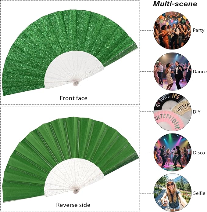 12 Pack Handheld Fan, Folding Hand Glitter fan - Image 6